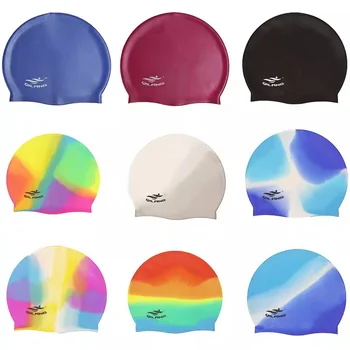 Силиконовая шапочка для плавания Мужчины Женщины С длинными волосами Водонепроницаемая Цветная Спортивная Высокоэластичная Шапочка для бассейна для взрослых, Шапочка для дайвинга, детали для плавания