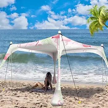 Тент Pop Up Shade 10x10ft Пляжный Навес Sun Shelter UPF50 + с 4 Складными Шестами-Портативная сумка для переноски-Лопата Для песка-Колышки для заземления-Wi