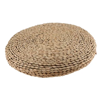Традиционные татами, круглые плетеные из натуральной соломы ручной работы, тканая подушка для сиденья, круглый коврик для йоги, подушка для стула (15,75 дюйма)