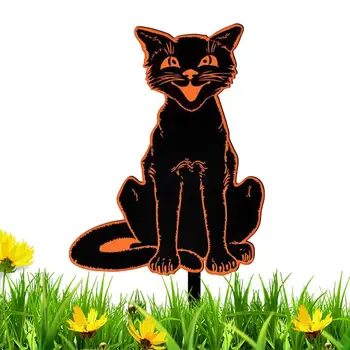 Украшение сада Черной кошкой, акриловый декор для черной кошки, кол Для черной кошки, патио, газон, кол для двора, украшение сада на открытом воздухе Для