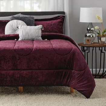 Фиолетовая бархатная кровать в мешке из 10 предметов, комплект одеял с простынями, Queen