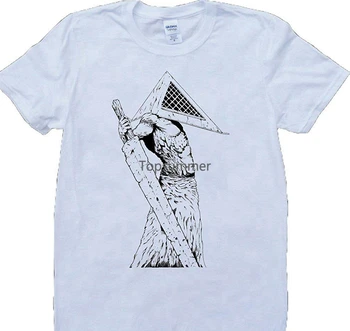 Футболка в форме пирамиды Silent Hill, белые летние рубашки с коротким рукавом, топы, хлопковые футболки большого размера S ~ 3Xl