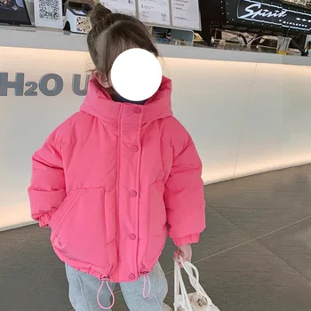 Хлопковое пуховое пальто для девочек, новинка зимы 2023, Детское утепленное хлопковое пальто, Корейское модное хлопковое пальто, детская куртка