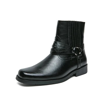 Черно-коричневые мужские повседневные ботинки на молнии, высокие ботильоны Martin, модная классическая обувь, модельные ботинки большого размера 38-46