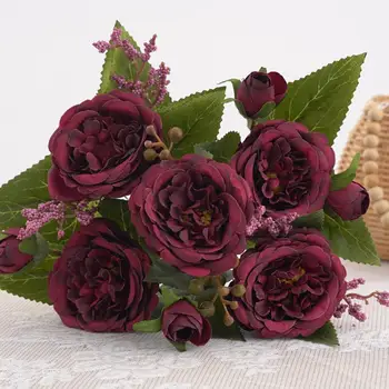 Чудесный искусственный цветок пиона из 5 ветвей, настоящие искусственные цветы, шелковый букет Пионов, вечерние принадлежности