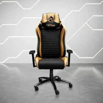Эргономичное игровое кресло Techni Sport в гоночном стиле с сиденьем из пены с эффектом памяти, золото
