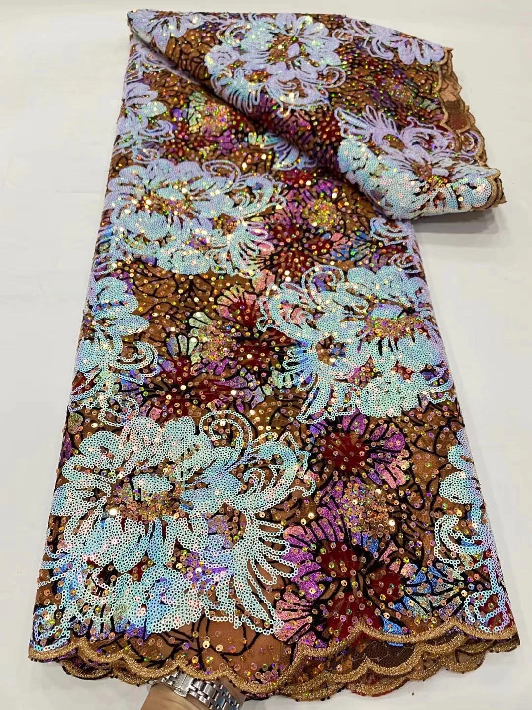 Африканская кружевная ткань Высокого качества 2022, свадебное платье для вечеринок, Женская Французская вышивка, тюль с пайетками, сетка, Белая Нигерийская сетка. Изображение 0