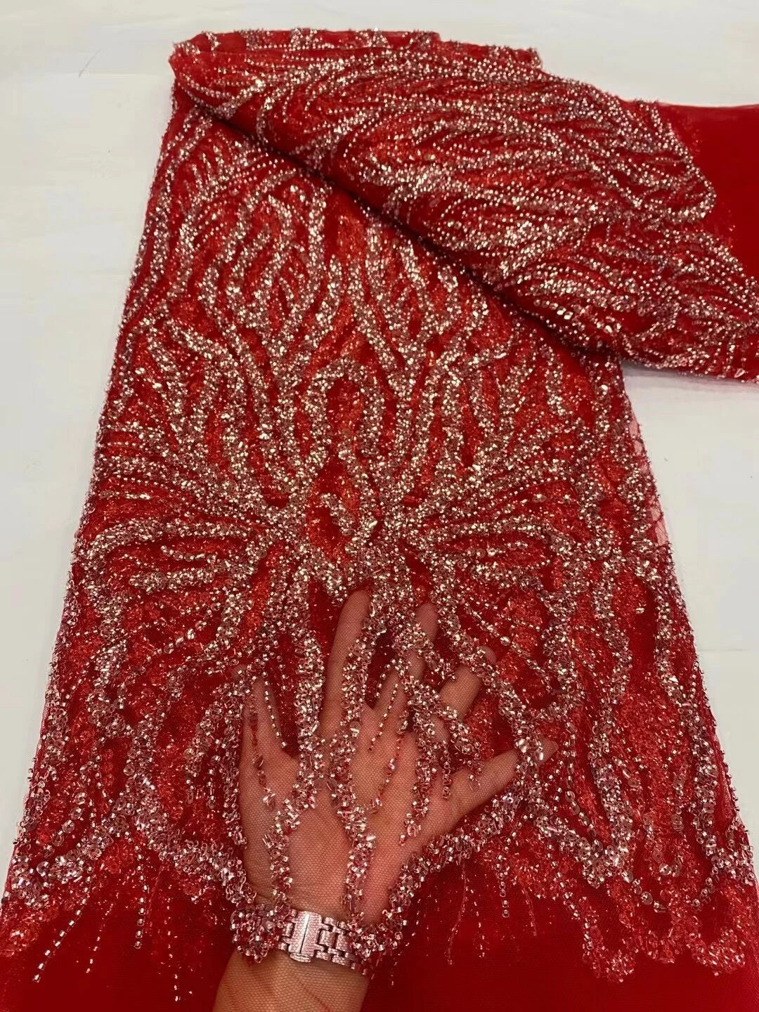 Африканская кружевная ткань 5 ярдов, вышивка 2023 года, Нигерийская кружевная ткань, высококачественный шнур, золотисто-белое Французское сетчатое кружево для свадебного платья Изображение 0
