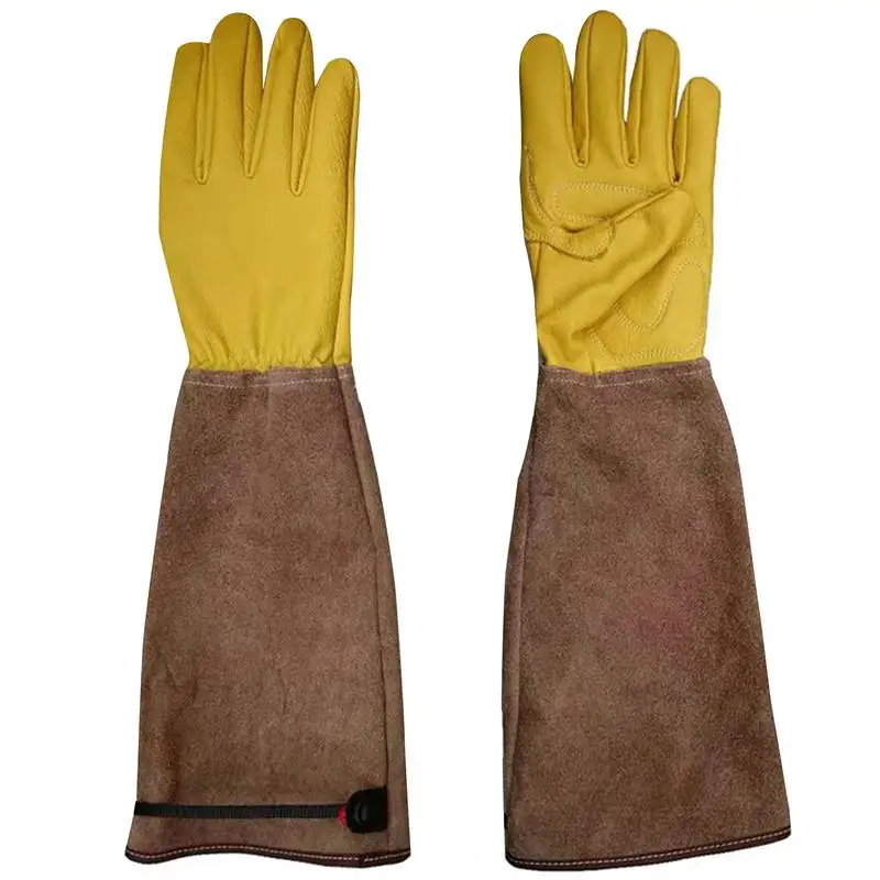 Длинные рабочие перчатки сверхпрочные садовые перчатки толстые садовые перчатки, защищенные от шипов садовые перчатки Кожаные рабочие перчатки для обрезки роз Изображение 0