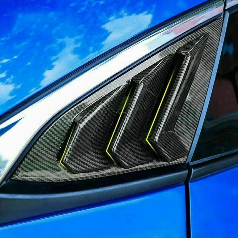 Для Honda Civic Type R Хэтчбек 2016-20201 Крышка жалюзи на вентиляционное окно с задней стороны, треугольная оконная отделка, цвет углеродного волокна Изображение 1