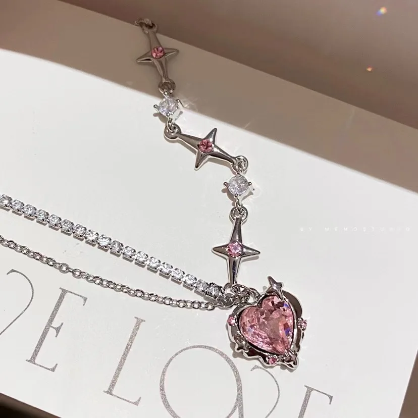 Корейское женское ожерелье, легкое роскошное маленькое ожерелье со свежим темпераментом и любовью, женское легкое роскошное ожерелье-цепочка, аксессуары Изображение 4