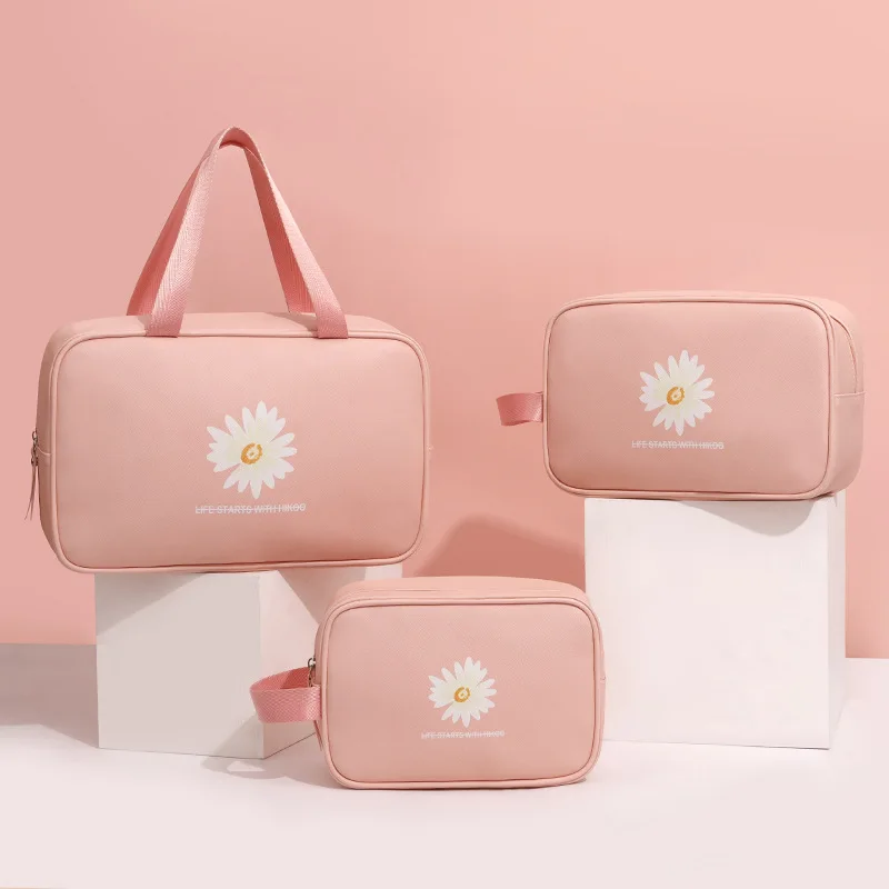 Косметичка Little Daisy в стиле Ins, портативная сумка большой емкости, переносная сумка модного бренда, сумка для стирки, сумка для хранения косметики Изображение 3