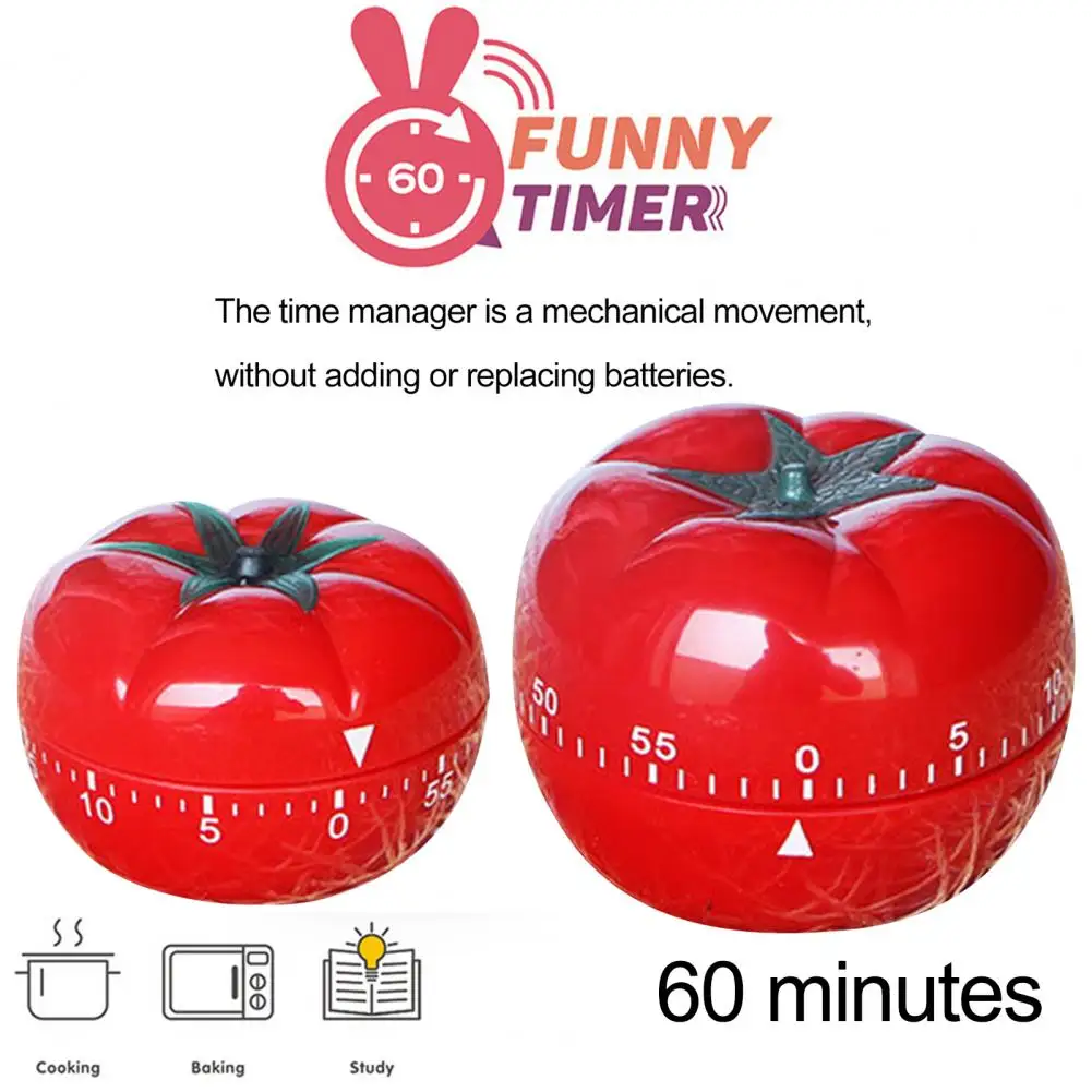 Кухонный таймер для приготовления пищи Напоминание о форме помидора Будильник с возможностью регулировки обратного отсчета от 1 минуты до 60 минут Механический таймер Изображение 0
