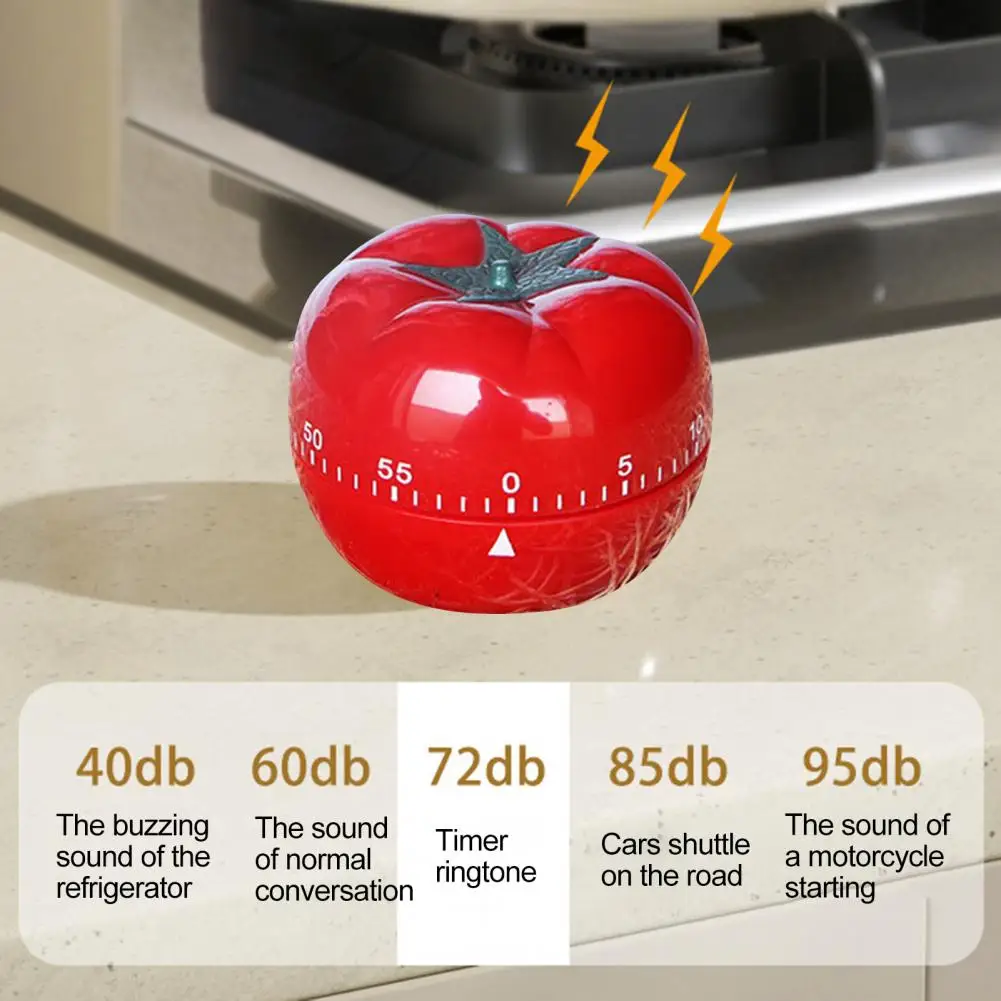Кухонный таймер для приготовления пищи Напоминание о форме помидора Будильник с возможностью регулировки обратного отсчета от 1 минуты до 60 минут Механический таймер Изображение 1