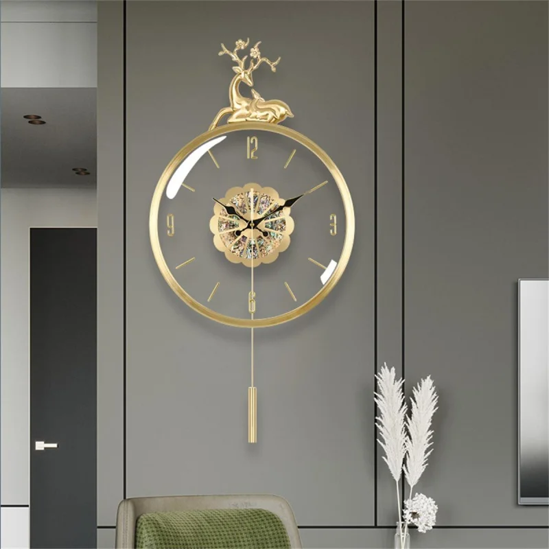 Модные Настенные Часы Nordic Simple Home, чистая Медь, Креативное Украшение, гостиная Изображение 0
