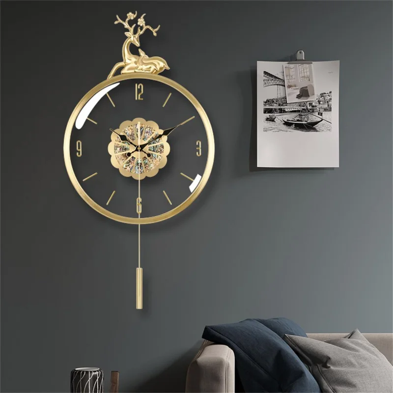 Модные Настенные Часы Nordic Simple Home, чистая Медь, Креативное Украшение, гостиная Изображение 4