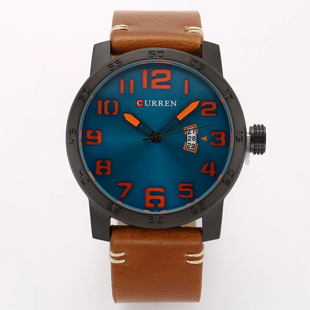 Мужские часы Curren от ведущего бренда с большим цифровым циферблатом, деловые мужские водонепроницаемые кварцевые наручные часы с силиконовым ремешком для джентльменов Изображение 1