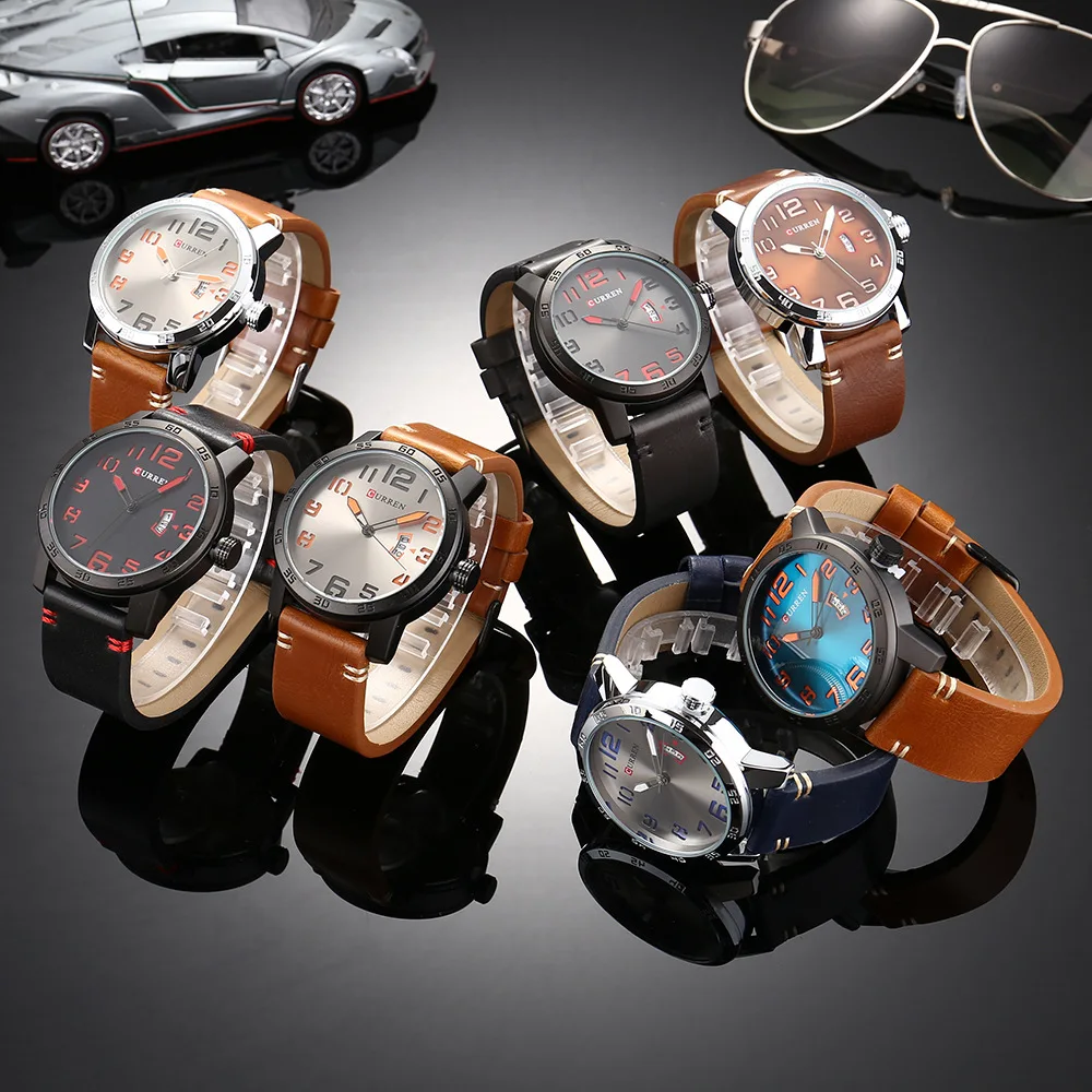 Мужские часы Curren от ведущего бренда с большим цифровым циферблатом, деловые мужские водонепроницаемые кварцевые наручные часы с силиконовым ремешком для джентльменов Изображение 4
