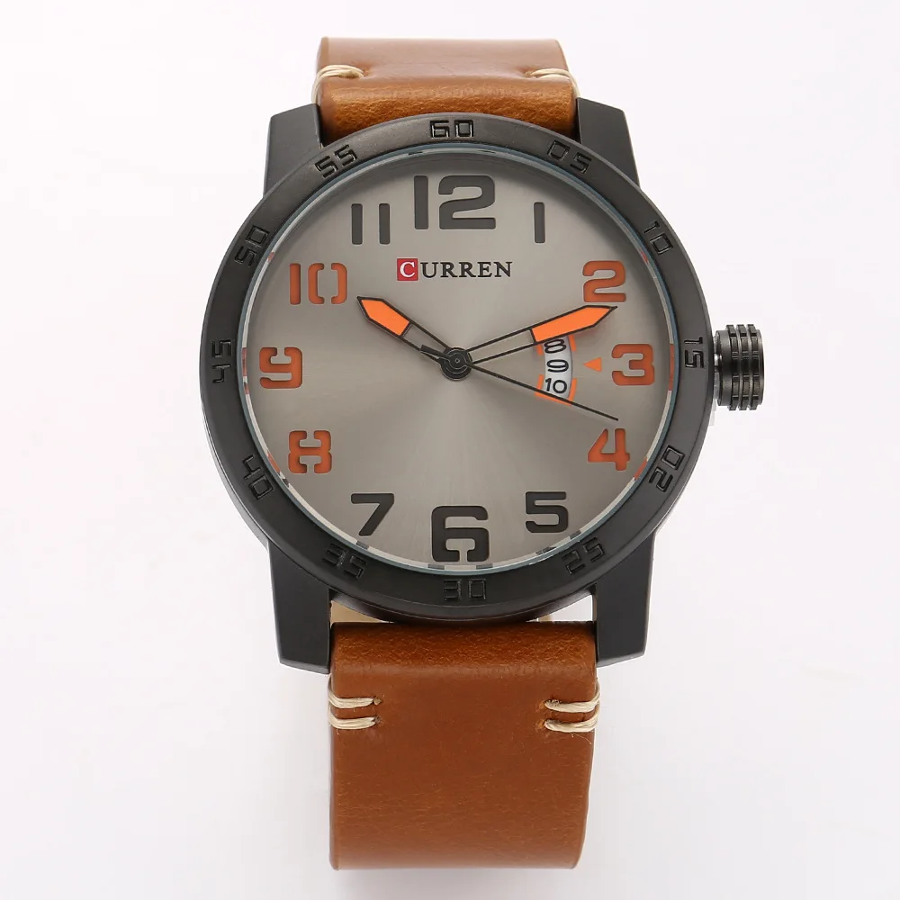 Мужские часы Curren от ведущего бренда с большим цифровым циферблатом, деловые мужские водонепроницаемые кварцевые наручные часы с силиконовым ремешком для джентльменов Изображение 5
