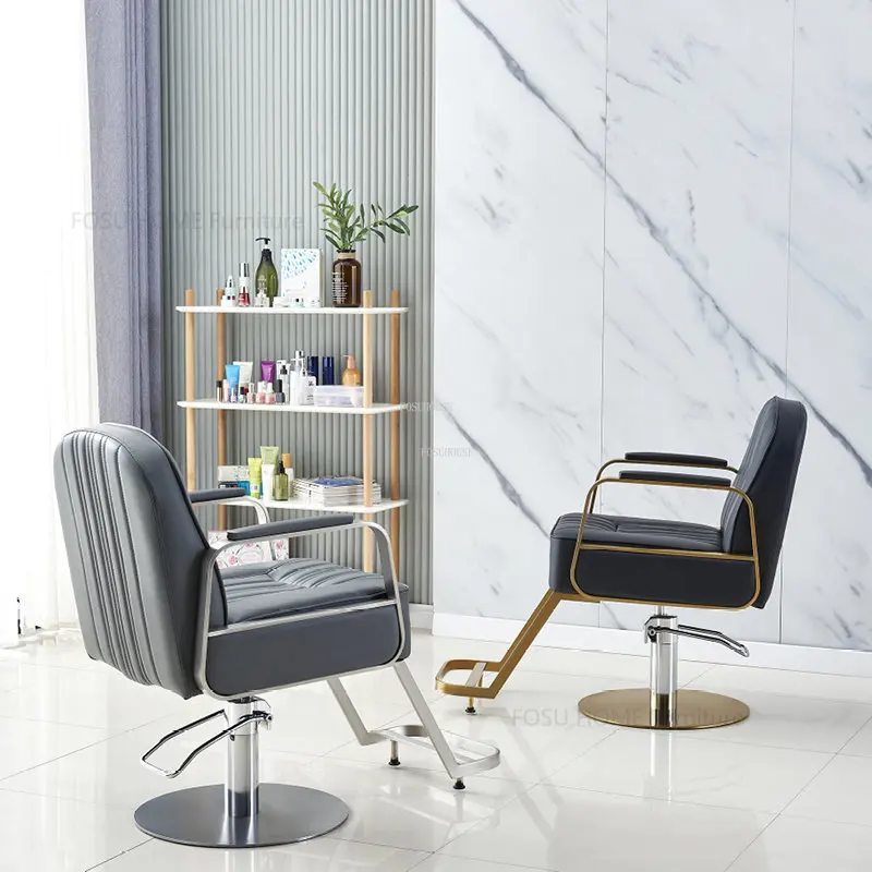 Парикмахерские кресла Nordic из нержавеющей стали, парикмахерское кресло для салона красоты, современная мебель для салона, кресло для стрижки волос, Подъемное вращающееся кресло Изображение 1