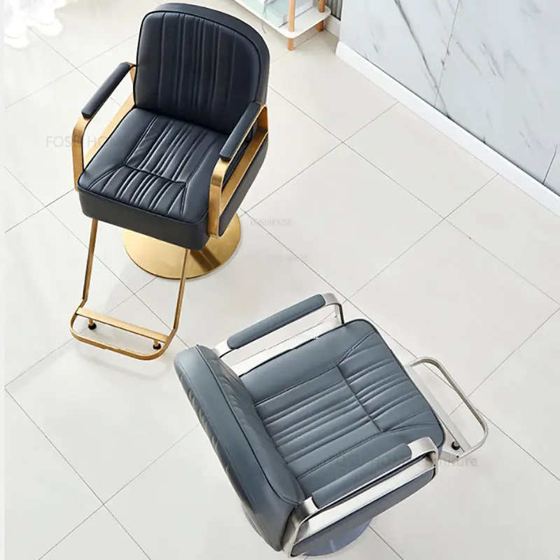 Парикмахерские кресла Nordic из нержавеющей стали, парикмахерское кресло для салона красоты, современная мебель для салона, кресло для стрижки волос, Подъемное вращающееся кресло Изображение 3