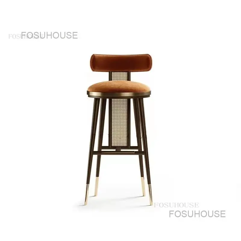 Скандинавские Роскошные вращающиеся кухонные барные стулья, Барные стулья из массива дерева, мебель для современного домашнего хозяйства, Высокий барный стул A Изображение 2
