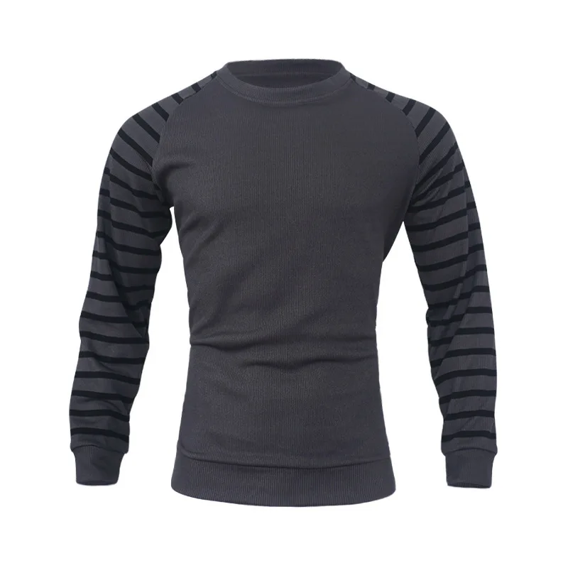 Совершенно новые мужские свитера с круглым вырезом, вязаные пуловеры для мужской молодежи, тонкий трикотаж, мужской свитер с длинным рукавом, футболка Изображение 5