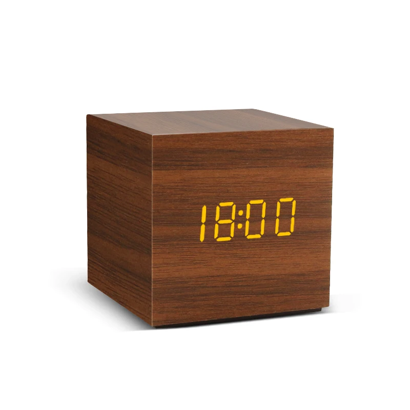 Цифровые деревянные часы со светодиодной подсветкой и будильником с голосовым управлением - идеальные часы для современного образа жизни Изображение 0
