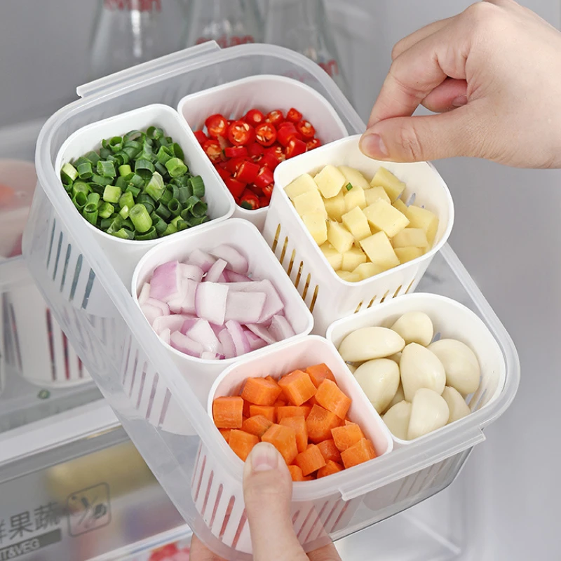Ящик для хранения свежих продуктов в холодильнике, ящик для хранения имбиря, чеснока, лука, перца, Корзина для фруктов, овощей, Кухонный органайзер Изображение 0